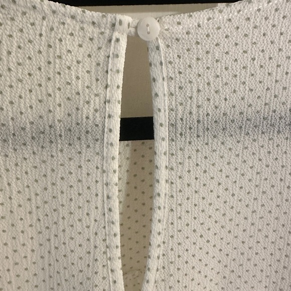 Alter’d State - Ivory Tiered Flutter Sleeve Blouse with Sage Green Swiss Dots - Picture 4 of 5